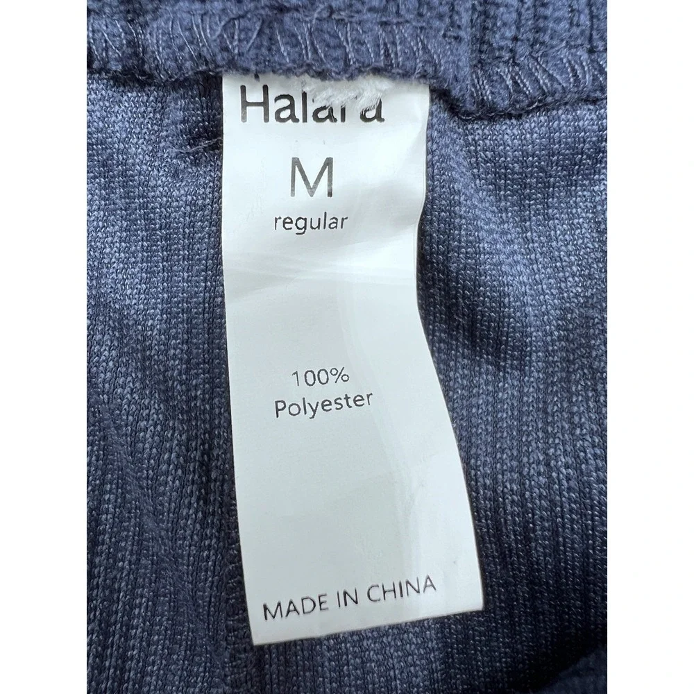 Halara Mid Rise Zipper Pocket Corduroy Casual Pants Womens Navy Blue AuraCord